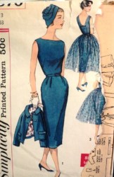 2370 UNCUT SHEATH DRESS,JACKET,OVERSKIRT 1957 PATTERN 13 33
